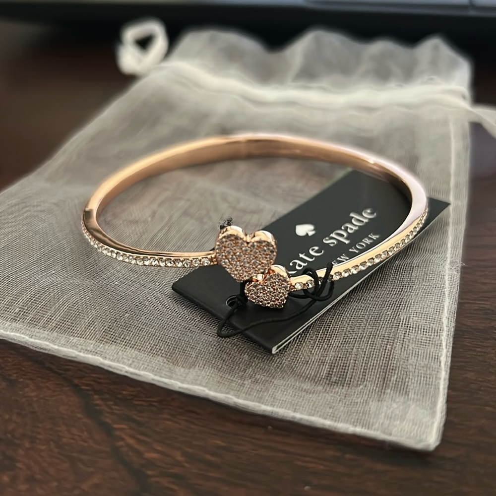 Kate Spade Yours Truly Pave Open Hinge Cuff in Rose Gold